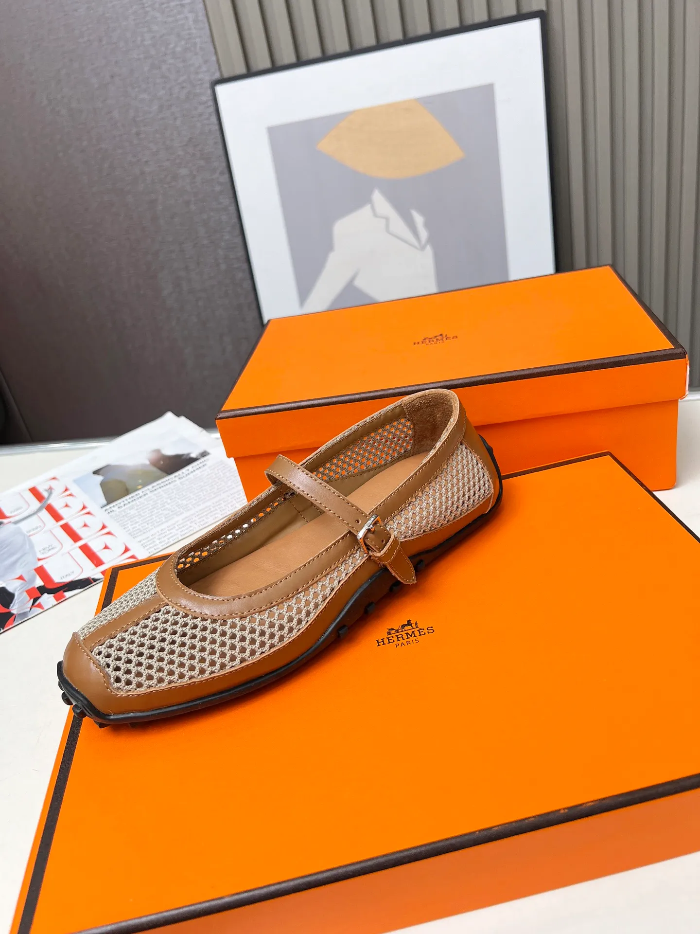 👟👟Ex-factory price 480👟👟Hermes New model! Original development, top layer cowhide! New crafting grid! In sheepskin, sheepskin padding! 35-41 yards